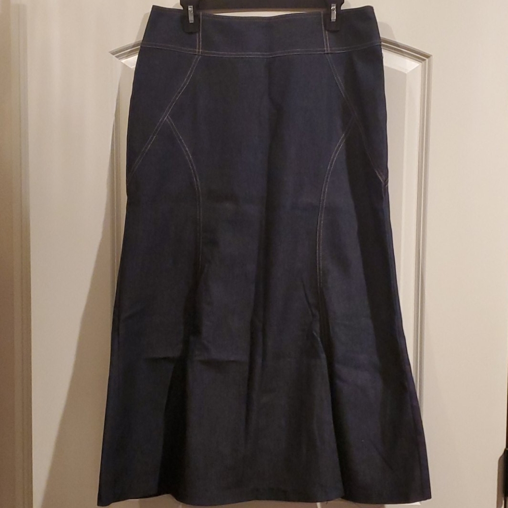 Long denim flared skirt